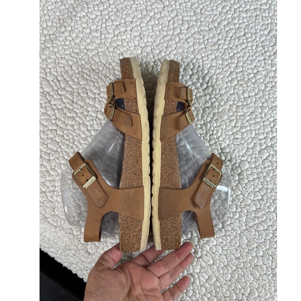 Birkenstock Salina Tobacco Brown Oiled Leather Ankle Strap Sandals 39 L8 M6 - Picture 4 of 12